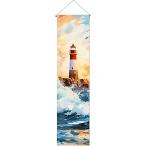Indotribe, Tapestry for Bedroom Aesthetic- 52x13 Inch, Wall Tapestry for Room Decor | Vertical Tapestry Wall Hanging | Tapestry for Nursery Wall Decor | Vertical Wall Decor | Tapestries For Bedroom (Light House)