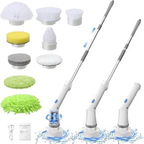 Electric Spin Scrubber Cordless BestMal 9 in 1 Tornado Scrub Shower Scrubber Power Scrubber for Cleaning Electric Scrubber for Cleaning Shower Brush Electric Grout Scrubber Bathroom Cleaning Tools