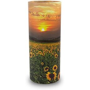 Sunflower Fields Paper Biodegradable Urn for Spreading Ashes - Large - Holds Up to 200 Cubic Inches of Ashes - Green and Yellow Urns for Scattering Ashes