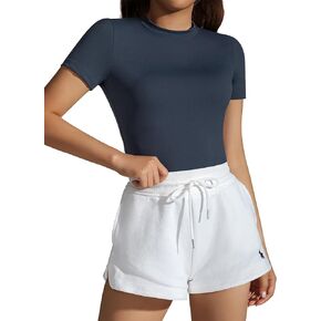 Women's Slim Fit Cropped Short Sleeve Gym Shirts Running Yoga Athletic T-Shirts