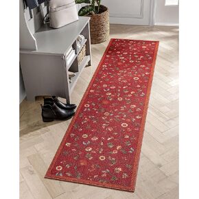 Well Woven Jenni Ivory Botanical Floral Transitional Non-Slip Runner Rug 2x7 (2' x 7')