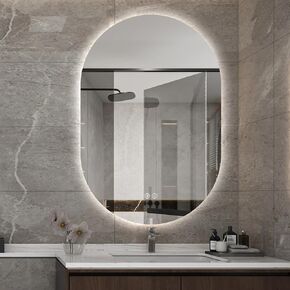 Oval LED Bathroom Mirror, 36"x24" Backlit Frameless Mirror Anti-Fog Smart Lighted Mirror Dimmable Illuminated Mirror CRI95+, Hanging Horizontally or Vertically