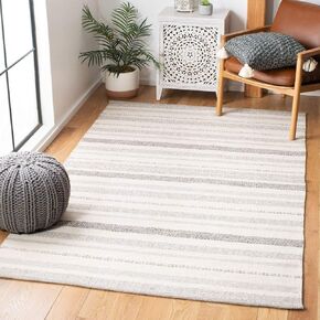SAFAVIEH Striped Kilim Collection 6' x 9' Ivory/Grey STK501A Handmade Flatweave Cotton Area Rug