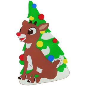 Product Works Rudolph The Red-Nosed Reindeer Jelz Christmas Window Cling, 8", Brown