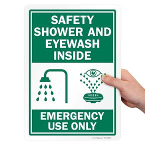 SmartSign "Safety Shower and Eyewash Inside - Emergency Use Only" Sign | 10" x 14" Aluminum