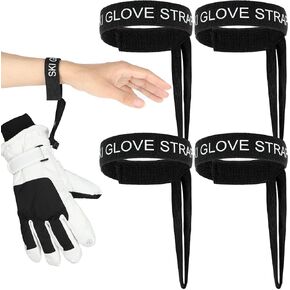 4 PCS Sport Glove Safety Strap Elastic Ski Glove Strap Elastic Wrist Leash Glove Strap Handcuffs Glove Strap for Ski Snowboarding Mountaineering Accessories