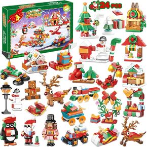 Advent Calendar 2024 Building Blocks - 24 Days Christmas Countdown with 24 Santa Xmas Stocking Stuffers Fillers, Christmas Gifts Party Favors for Boys, Girls, Toddlers and Kids