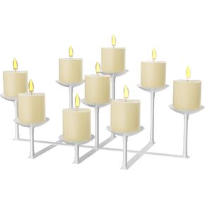 Fireplace Candle Holder with 9 Wax Pillar Plates, Candelabra Floor Mantle Iron Candles Stand for Inside Fire Place Decor Table Centrepiece Wedding Party Advent Decoration, Black