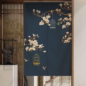 Amidoudou Japanese Style Door Curtain Home Restaurant Kitchen Partition Curtain Feng Shui Curtain Noren (Birds,33.5x59 Inch)