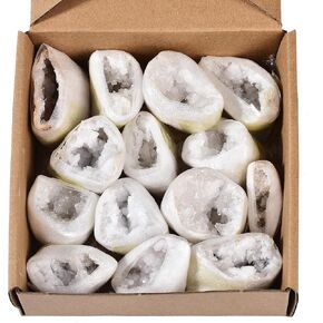 JIC Gem 1 lbs Natural Raw Crystal Geode Half Agate Healing Crystals Cluster Geodes