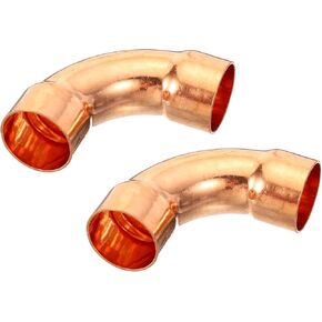 PATIKIL 5/8 Inch (16mm) ID Elbow Copper Pipe Fitting, 3 Pack 90 Degree Long Turn Pressure Connector Sweat Solder Welding Connection for Water HVAC Plumbing