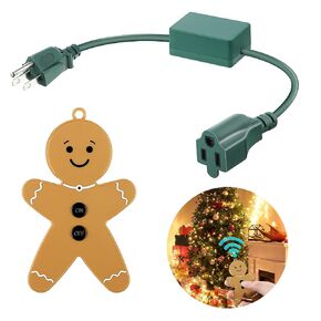 Enhon Wireless Remote Switch for Christmas Tree Lights, Works Up to 82 Feet Away, Gingerbread Man Wireless Remote with Extension Cord for for Christmas Tree and Christmas Light