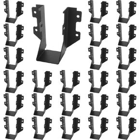 25 Pcs 2x4 Face Mount Joist Hanger 18 Gauge, Black Powder-Coated for Rafter Hurricane Ties Joist Hangers for Roofs, Decking, Floors, and Ceilings