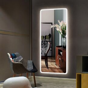 H & A Hans& Alice LED Backlit Mirror Full Length, Lighted Wall Mirror Bedroom Dressing Mirror Hanging Vertical with Touch Screen Commercial Grade 90+ CRI (65''x21.7'')