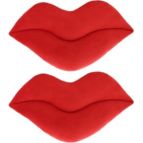 zhidiloveyou 2PCS 11.8" Lip Pillow Plush Red Cute Hug Toy Soft Lip Shaped Decorative Cushion