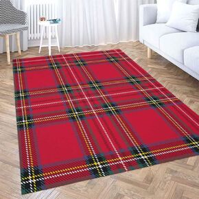 5x7 Area Rug, Play Area Rug Winter Rug Christmas Area Rugs Red Buffalo Plaid Modern Home Carpet,Fun Area Rug,Floor Mats for Home Bedroom,Large Area Rugs