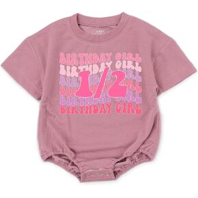 Half Birthday Outfit Baby Girls - 1/2 Way To One Boy 1st 6-12 Months Bubble Romper Short Sleeve Gifts Newborn Toddler