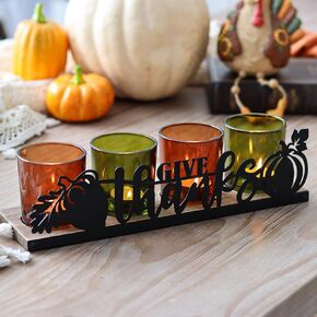 Advent Votive Candle Holder Set, Includes 1 Candle Tray & 4 Candle Holders Christmas Advent Table Centerpiece Decorations Indoor