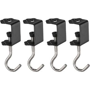HARFINGTON 4pcs Desk Hook Clamp 0.2"-1.4" Clamping Range Cat Claw Shape Bag Hook for Backpack Table Purse Clothes Portable Desk Mount Bag Holder Hook Clamp, Black