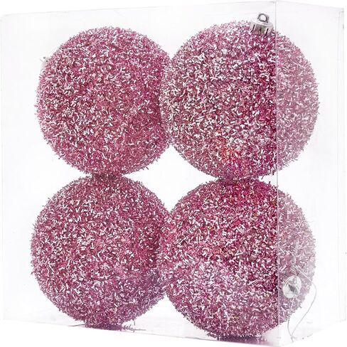 Christmas Balls Set of 4 Green 4.25 Inches Large Shatterproof Xmas Tree Ornaments Holiday Wedding New Year Party Decoration Hooks Included in Saudi Arabia