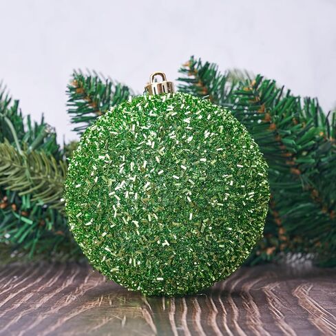 Christmas Balls Set of 4 Green 4.25 Inches Large Shatterproof Xmas Tree Ornaments Holiday Wedding New Year Party Decoration Hooks Included in Saudi Arabia