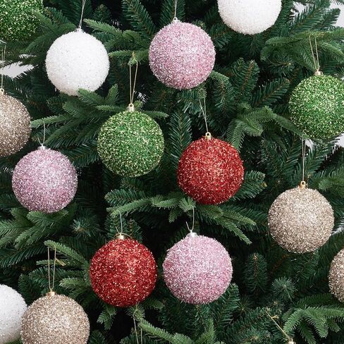 Christmas Balls Set of 4 Green 4.25 Inches Large Shatterproof Xmas Tree Ornaments Holiday Wedding New Year Party Decoration Hooks Included in Saudi Arabia
