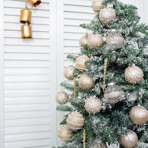 12pc 2.76" Champagne Christmas Ball Ornaments Glitter Christmas Ornaments Sequin Christmas Hanging Balls Pearls Christmas Ornaments for Christmas Tree,Party Wedding,Holiday Decor in Saudi Arabia