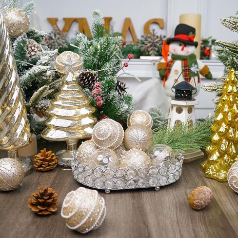 12pc 2.76" Champagne Christmas Ball Ornaments Glitter Christmas Ornaments Sequin Christmas Hanging Balls Pearls Christmas Ornaments for Christmas Tree,Party Wedding,Holiday Decor in Saudi Arabia
