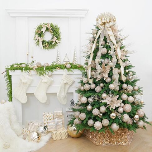 12pc 2.76" Champagne Christmas Ball Ornaments Glitter Christmas Ornaments Sequin Christmas Hanging Balls Pearls Christmas Ornaments for Christmas Tree,Party Wedding,Holiday Decor in Saudi Arabia