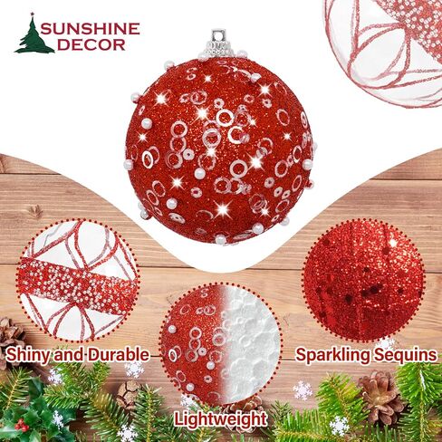 12pc 2.76" Champagne Christmas Ball Ornaments Glitter Christmas Ornaments Sequin Christmas Hanging Balls Pearls Christmas Ornaments for Christmas Tree,Party Wedding,Holiday Decor in Saudi Arabia