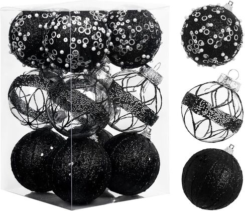 12pc 2.76" Champagne Christmas Ball Ornaments Glitter Christmas Ornaments Sequin Christmas Hanging Balls Pearls Christmas Ornaments for Christmas Tree,Party Wedding,Holiday Decor in Saudi Arabia