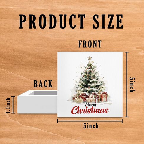 Pink Christmas Desk Decor Decorations - Winter Holiday Wooden Box Sign, Aesthetic Christmas Xmas Wood Block Plaque Box Sign for Girls Room Home Office Table Decoration, 5x5 Inches in Saudi Arabia