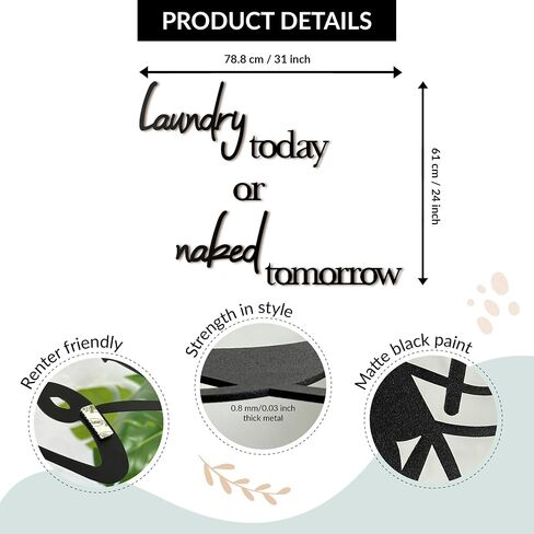 Laundry Today or Naked Tomorrow Metal Sign - Funny Laundry Room Decor and Accessories, Farmhouse Laundry Signs, Wall Art for Laundry Room, Rustic Laundry Decor, Laundry Room Wall Art and Decorations in Saudi Arabia