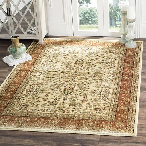 SAFAVIEH Lyndhurst Collection Area Rug - 10' x 14', Ivory & Rust, Traditional Oriental Design, Non-Shedding & Easy Care, Ideal for High Traffic Areas in Living Room, Bedroom (LNH214R) in Saudi Arabia
