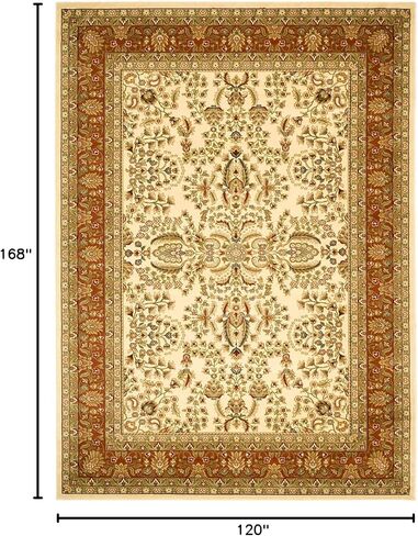 SAFAVIEH Lyndhurst Collection Area Rug - 10' x 14', Ivory & Rust, Traditional Oriental Design, Non-Shedding & Easy Care, Ideal for High Traffic Areas in Living Room, Bedroom (LNH214R) in Saudi Arabia