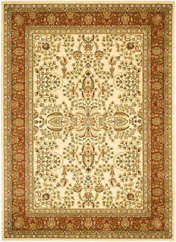 SAFAVIEH Lyndhurst Collection Area Rug - 10' x 14', Ivory & Rust, Traditional Oriental Design, Non-Shedding & Easy Care, Ideal for High Traffic Areas in Living Room, Bedroom (LNH214R) in Saudi Arabia