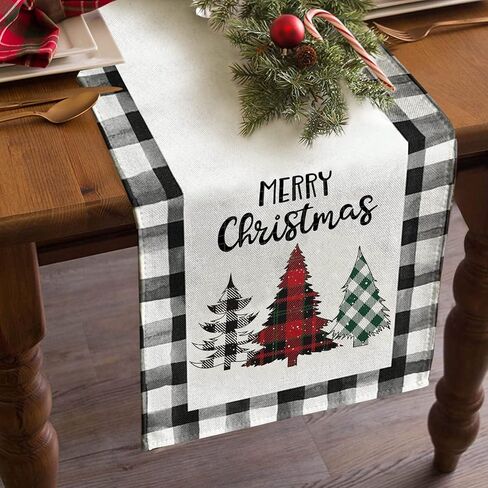 Christmas Table Runner Buffalo Plaid Christmas Decorations Christmas Runner for Holiday Table Runners 90 Inches Long in Saudi Arabia