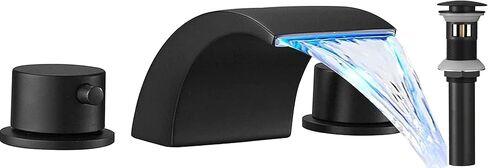 أدى صنبور الشلال ضوء الحمام بالوعة الحنفية ماتي الأسود على نطاق واسع 8 بوصة مع الجمعية استنزاف يطفو على السطح استنزاف لبالوعة ثلاثة حفرة اثنين مقبض الغرور خطوط العرض التجارية الحديثة in Kuwait