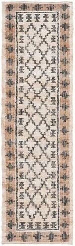SAFAVIEH Kilim Collection Runner Rug - 2'3" x 8', Ivory & Grey, Handmade Flat Weave Jute, Ideal for High Traffic Areas in Living Room, Bedroom (KLM755A) in Saudi Arabia