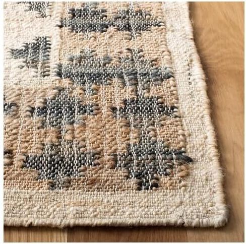 SAFAVIEH Kilim Collection Runner Rug - 2'3" x 8', Ivory & Grey, Handmade Flat Weave Jute, Ideal for High Traffic Areas in Living Room, Bedroom (KLM755A) in Saudi Arabia