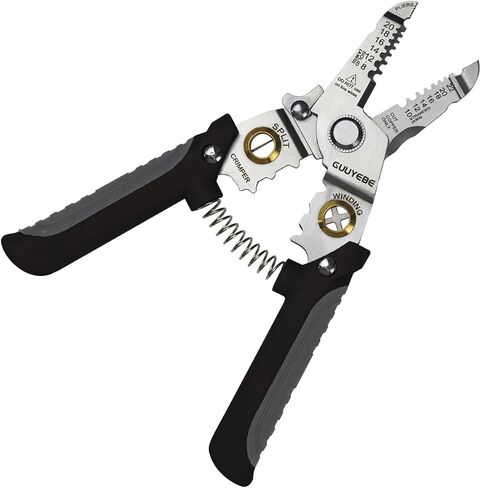 Wire Stripper, Multifunctional Wire Strippers Electrical with Cuts 8 10 12 14 16 18 20 22 AWG Cutter Pliers Splitter Winding Wires Cable Crimper Crimping Tool for Electricians and DIY Black GuuYebe in Saudi Arabia