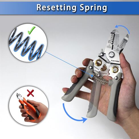 Wire Stripper, Multifunctional Wire Strippers Electrical with Cuts 8 10 12 14 16 18 20 22 AWG Cutter Pliers Splitter Winding Wires Cable Crimper Crimping Tool for Electricians and DIY Black GuuYebe in Saudi Arabia