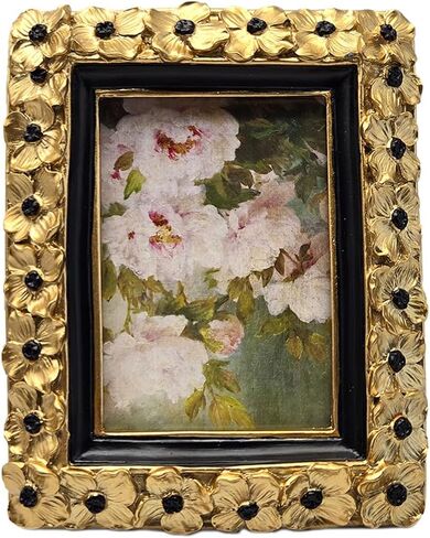 SYLVIA'S SHOP 2.5x3.5 Small Vintage Picture Frame, Mini Antique Gold Ornate Photo Frame, for Tabletop and Wall Display, Decorative Floral Design Retro Home Decor, Photo Gallery Art in Kuwait