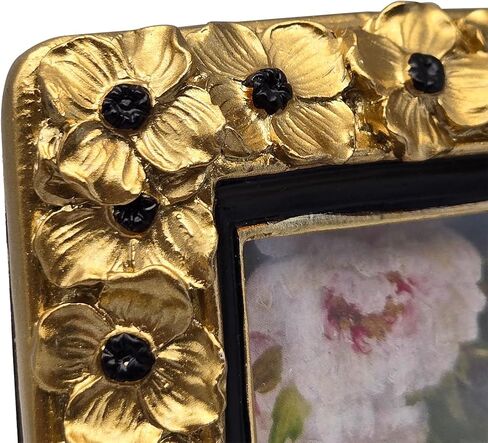 SYLVIA'S SHOP 2.5x3.5 Small Vintage Picture Frame, Mini Antique Gold Ornate Photo Frame, for Tabletop and Wall Display, Decorative Floral Design Retro Home Decor, Photo Gallery Art in Kuwait