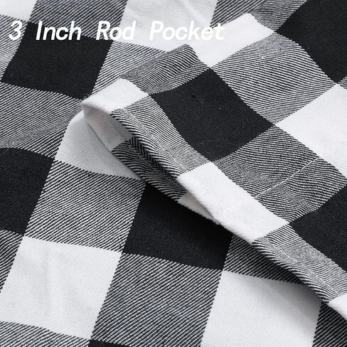 2 Pcs Tie Up Shade Buffalo Check Window Curtain Farmhouse Style Rod Pocket Kitchen Curtains, Black and White, 42 x 63 Inches in Saudi Arabia