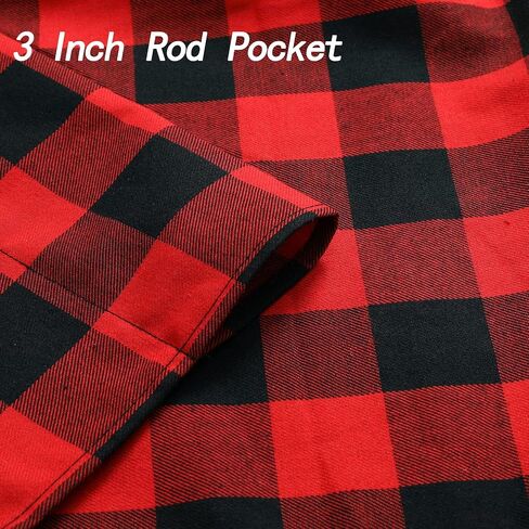 2 Pcs Tie Up Shade Buffalo Check Window Curtain Farmhouse Style Rod Pocket Kitchen Curtains, Black and White, 42 x 63 Inches in Saudi Arabia