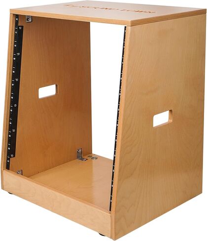 Sound Town DIY Solid Baltic Birch Plywood Slanted 20U Studio Rack, Weathered Brown, with Rubber Feet, Casters (SDRK-20TB) in Saudi Arabia