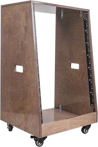 Sound Town DIY Solid Baltic Birch Plywood Slanted 20U Studio Rack, Weathered Brown, with Rubber Feet, Casters (SDRK-20TB) in Saudi Arabia