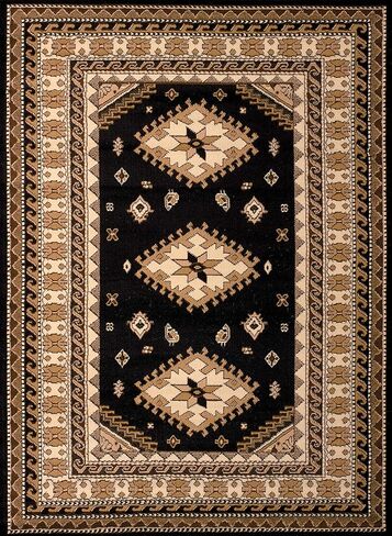 سجادة United Weavers Dallas Tres Runner - أسود، 2x8 عداء، سجادة جنوب غربية للمنطقة الداخلية بنمط حدود، ظهر من الجوت in Kuwait