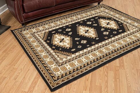 سجادة United Weavers Dallas Tres Runner - أسود، 2x8 عداء، سجادة جنوب غربية للمنطقة الداخلية بنمط حدود، ظهر من الجوت in Kuwait